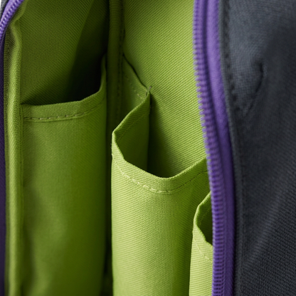 AI concept macro of lime interior sleeves and violet zipper trim.