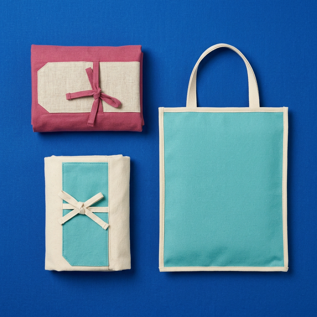 AI concept overhead berry and cream envelopes with turquoise sleeve on blue background.