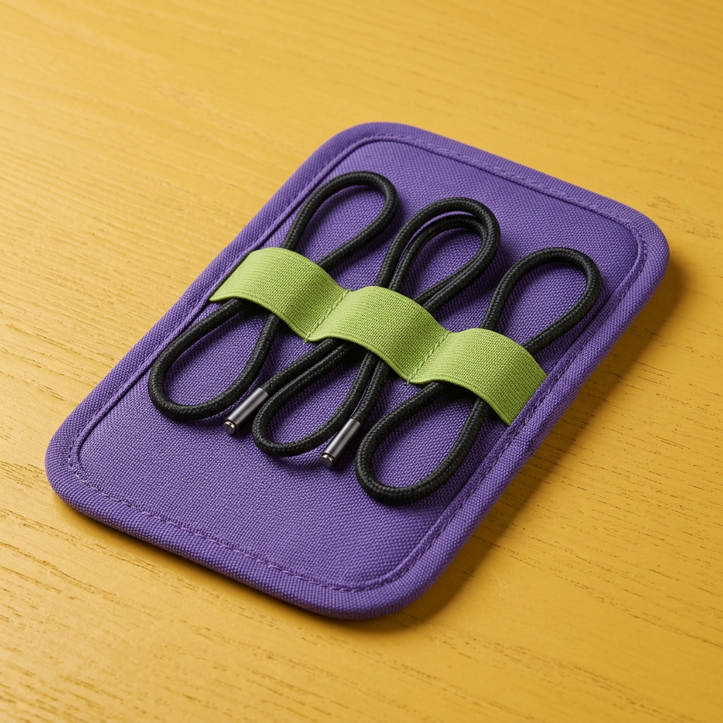 AI concept cable wallet with three illustrative disconnected leads, not included.