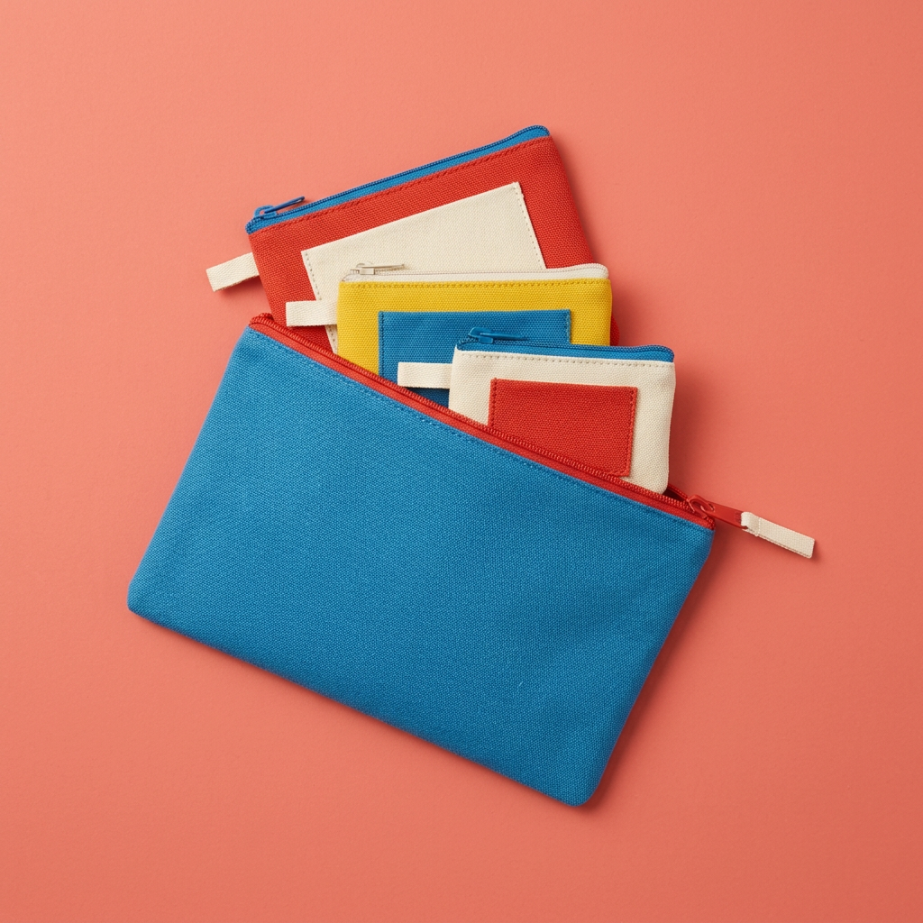 AI concept three empty pouches partly gathered inside open azure envelope.