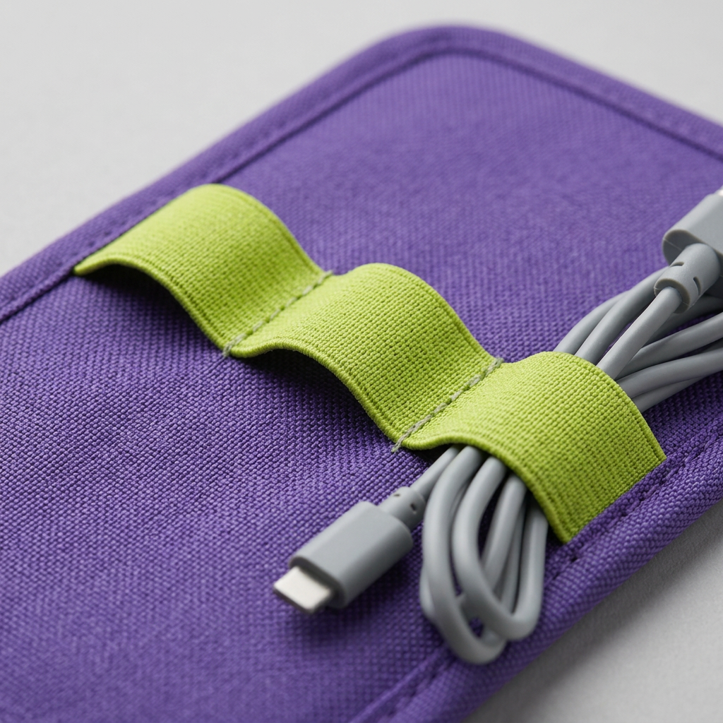 AI concept close-up of three lime elastic loops and illustrative cable, not included.